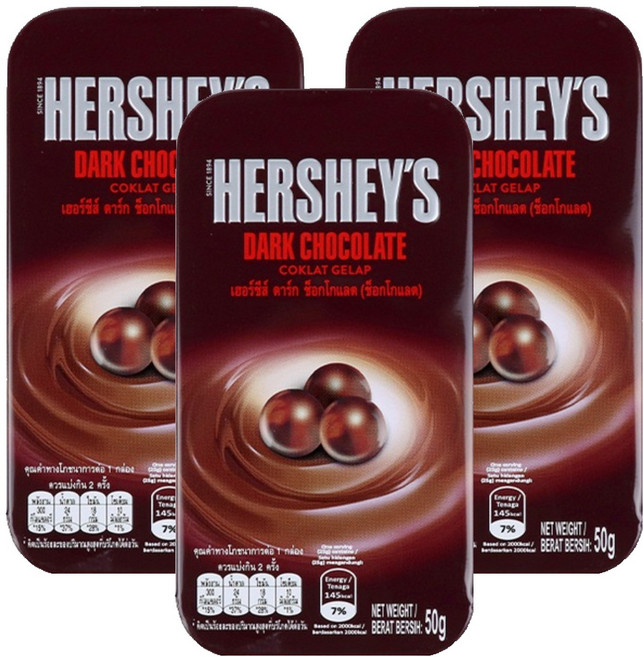 허쉬 다크 초콜릿 틴케이스, 50g, 3개