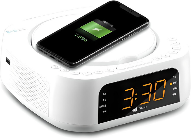 인비오 무선충전 CD플레이어, IV-CD200W, 크림화이트