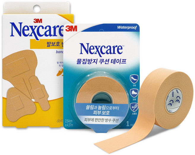 3M 넥스케어 물집방지 쿠션테이프 1개 + 발보호 밴드 혼합형 8매 쓸림 눌림 피부보호 생활방수, 1세트, 쿠션테이프 + 발보호밴드