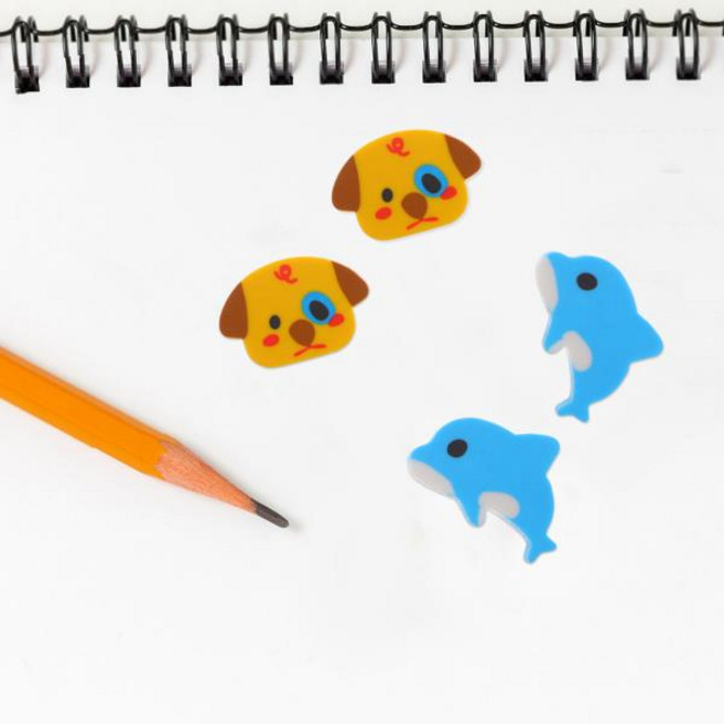 100개 미니 동물 지우개 귀여운 작은 학교 용품 파티 놀이 대량 세트