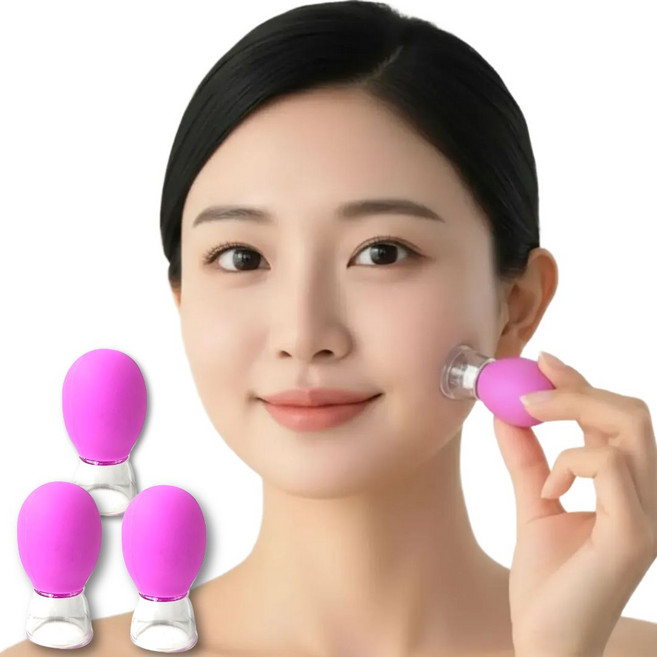 데일리앳 얼굴 V라인 주름케어 리프팅 마사지컵, 3개, 퍼플