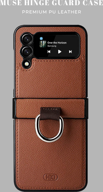 갤럭시 z플립3/4 뮤즈 정품 링가드 힌지보호 핑거링 가죽 케이스
