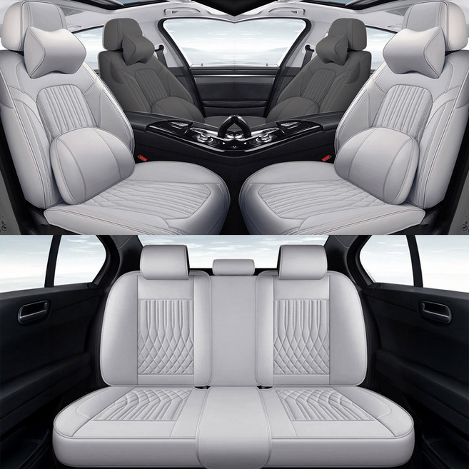 제니븐 카시트커버 자동차 차량용 방석 가죽 교체 시트커버 보호매트 SF-880 풀세트, 1세트, 웜그레이