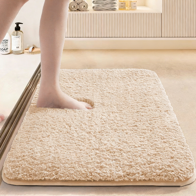 디에스가추몰 발 매트 주방 욕실 현관 세탁 가능 변색 없음 부드러운 촉감, 베이지