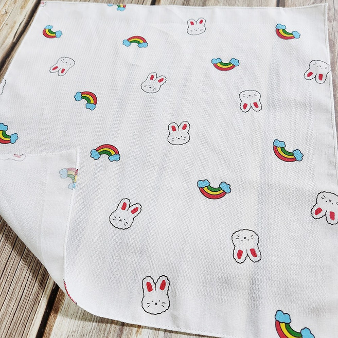 국산 순면 무형광 가제 엠보면 나염 손수건 총20장, 31.레인토끼20장, 1세트