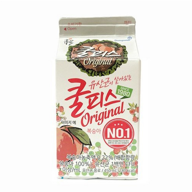 동원 소와나무 쿨피스 복숭아, 180ml, 50개
