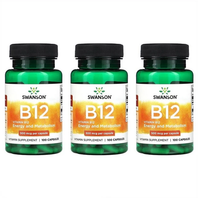 스완슨 비타민 B12 500mcg 100캡슐 3개, 100정 - 쿠팡