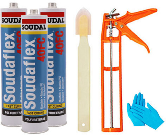 수달 실리콘 수다플렉스 40FC 속경화 700% 빠른건조 강력접착실리콘 고탄성 방수 우레탄 실리콘+실리콘건+헤라+니트릴장갑 세트, 회색, 수다플렉스 40FC 3개+건+헤라+니트릴장갑, 1개