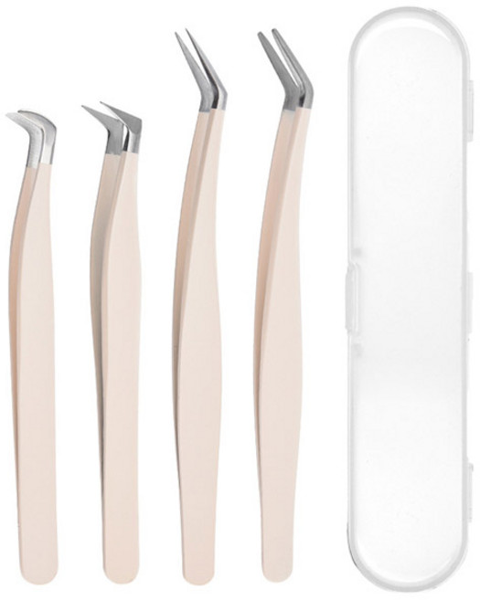 네일룸 속눈썹 정밀 족집게 4종 눈썹핀셋 네일핀셋 네일집게, 1개, 베이지