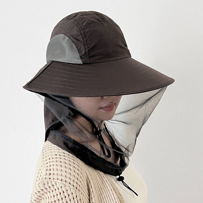 바스락 배색 가리개 버킷햇 햇빛 차단 가리개 UV 썬캡