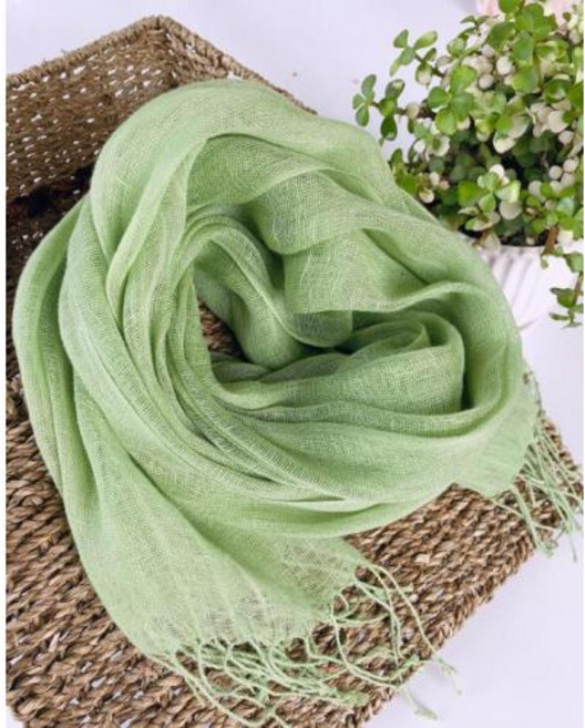 봄과 여름 패션 100% 린넨 스카프 숙녀를 위한 긴 편안하고 좋은 녹색 통기성 스카프 숙녀용