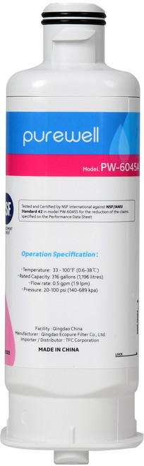 PUREWELL 퓨어웰 PW-6045A 삼성 냉장고 호환용 리필필터 DA97-17376B DA97-08006C HAF-QIN HAF-QIN/EXP, 1개
