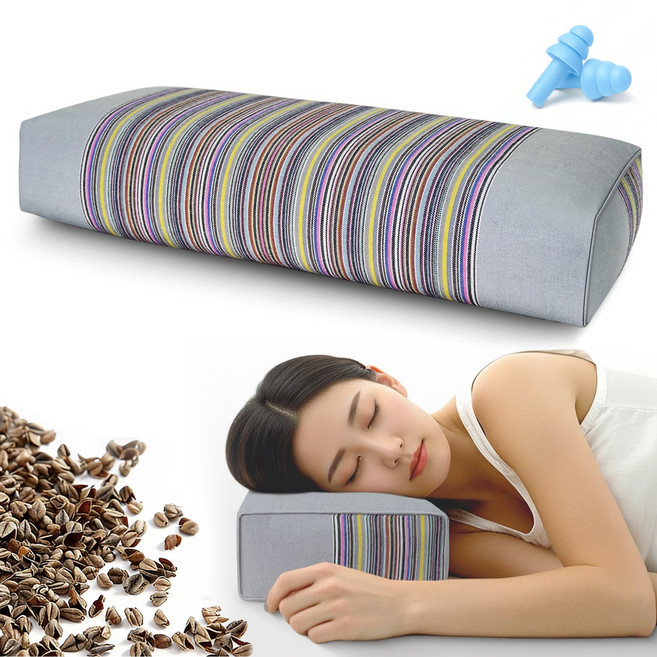 Novah 순면 커버 여름 메밀 베개 목편한 높이조절 사각 경추베개 깊은잠 베개, 1개, 그레이
