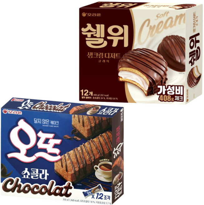 오리온 쉘위 클래식 입 + 오리온 오뜨 쇼콜라 입, 12개, 408g