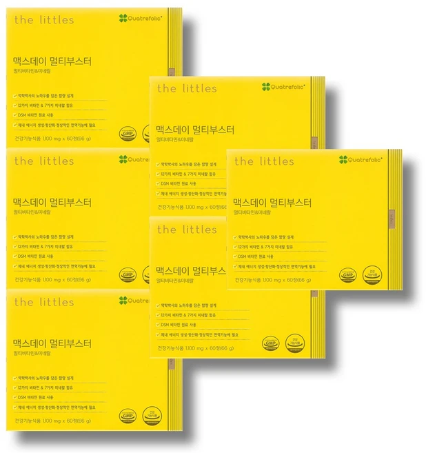 더리틀스 맥스데이 멀티부스터 비타민 미네랄 66g, 60정, 6개 - 쿠팡