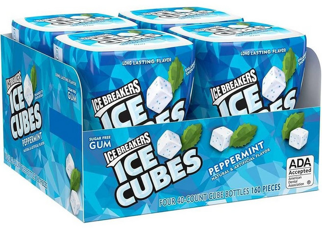 아이스 브레이커스 아이스 큐브 페퍼민트 자일리톨껌 (40입) x4팩, 4개, 42g