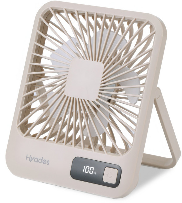 Hyades 스퀘어 미니 탁상용 선풍기 무선 초경량 휴대용 선풍기, 베이지, Q3