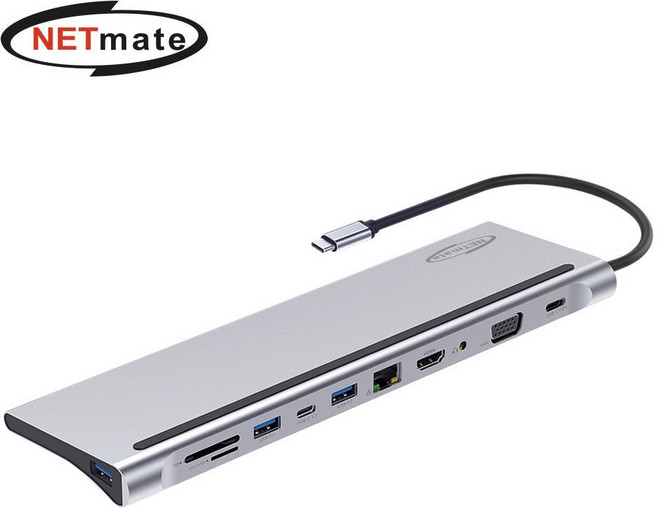 넷메이트 C타입 올인원 도킹스테이션 4K HDMI PD 100W 멀티허브, 실버, 1개