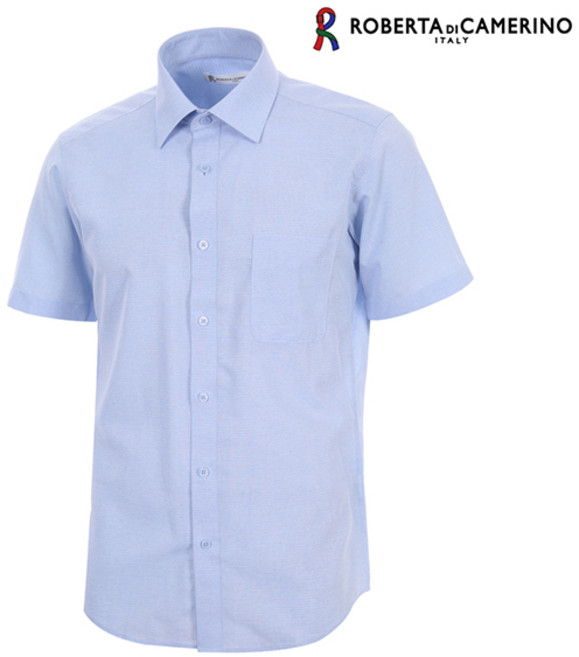 로베르타디까메리노 남성용 폴리레이온혼방 일반핏 블루 반소매 셔츠 RO9-304-2