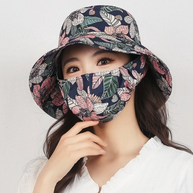 플라워 마스크 일체형 모자