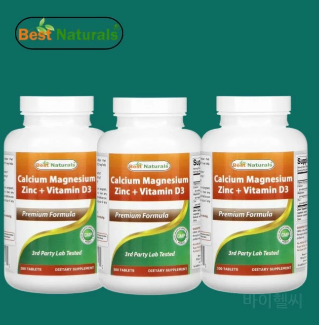 베스트내추럴 칼슘 마그네슘 아연 비타민디3 300타블렛3병 Calcium Magnesium, 300정 - 쿠팡
