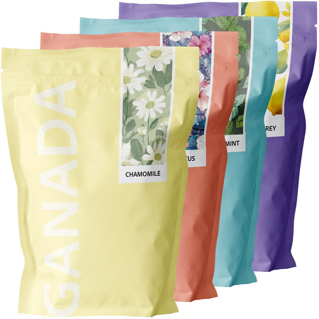 가나다 허브차티백 믹스 4종 캐모마일 히비스커스 얼그레이 페퍼민트 각 25티백 (100티백), 1g, 1세트, 100개입