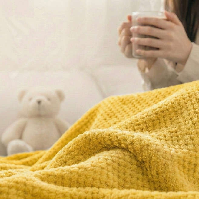 셀렉티크 극세사 무릎담요 학생 스카 캠핑 카페 강아지 차량 담요, 옐로우, 1개