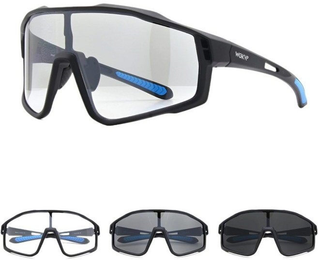 남녀공용 테두리형 광변색 스포츠선글라스 UV400 전자외선 차단 운전낚시사이클링등산 모든 스포츠에 적합, 1박스, 블랙 블루