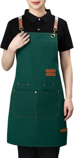 버니박스 길이조절 가능한 데님 멜빵 앞치마, 1개, 그린
