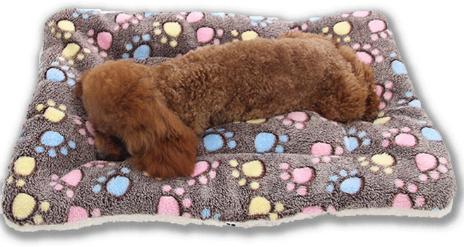 폭신 반려동물 담요 방석 꿀잠 쿠션 부드러운 강아지 고양이 두툼한 매트 애착 이불, 갈색발자국, 1개