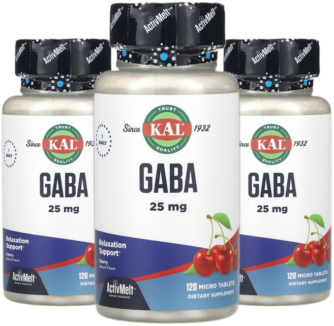 칼 가바 GABA 체리 향 25mg 마이크로 정 120개입 2+1, 3개, 120회분 - 쿠팡