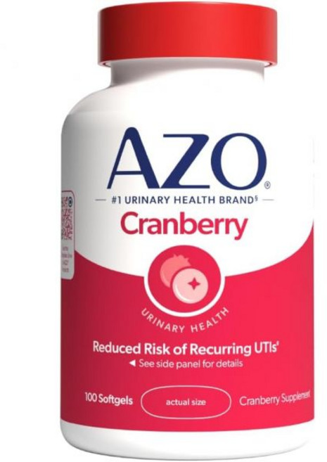 AZO 크랜베리 여성용 요로 및 방광 건강 보조제 - 크랜베리 통과일 분말 함유 매일 섭취하여 몸을 깨끗하게 하고 보호해 주는 무설탕 비유전자변형(Non-GMO) 소프트젤