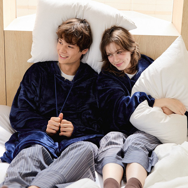 집순이 빅 후드 탈부착 입는 담요 극세사 파자마 수면잠옷