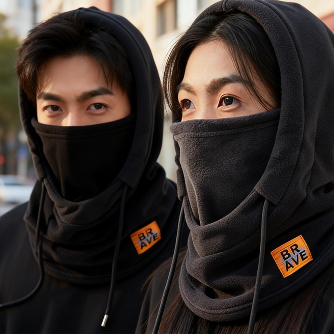 방한 바라클라바 남여공용 후드워머 겨울용 넥워머 오토바이 빅사이즈, 블랙, 1개