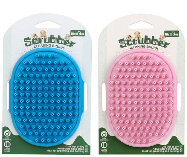 아늑상점 반려동물 목욕 마사지 브러쉬 죽은털제거 1+1, 1세트, 핑크+블루