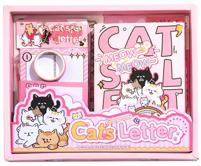Equator 냥냥펀치 다이어리 꾸미기 116종 세트 스티커 잉꼬 소품, 고양이 편지
