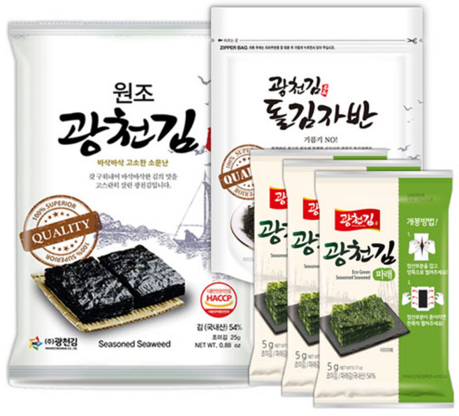 [원조광천김]에코 파래도시락김5g 20봉+전장김25g 5봉+돌김자반40g 5봉, 1개