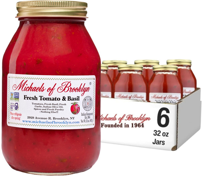 마이클스 오브 브루클린 소스 토마토 바질 6개 팩 사 Michaels Of Brooklyn Sauce Tomato Basil Pack of 6 Size 32 OZ, 1개, 907g