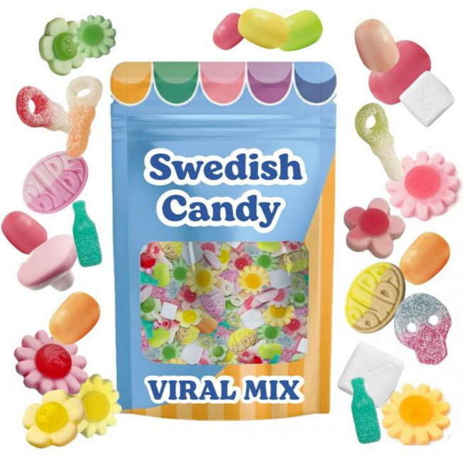 Bubs 스웨덴 캔디 믹스 – Viral Sweet Sour Gummies 모듬 과일 과자 스웨덴산 스칸디나비아 픽 앤 즐겨찾기, 1개, 226g