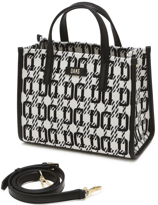 닥스 여성 블랙 자카드 DD 로고 모노그램 패턴 크로스백 겸 토트백