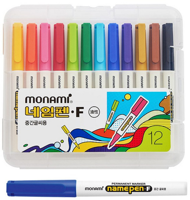 모나미/네임펜F 중간글씨용 12색SET, 12색, 1세트