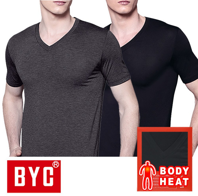 애나스 [BYC] BYQ2030 보디히트 브이넥 남성반팔발열내의내복상의