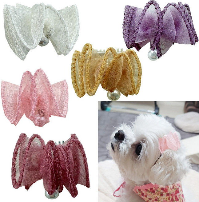 강아지 헤어핀 다양한 디자인 웨딩 촬영 생일 리본핀 악세사리, 똑딱이(빗살핀), 1개