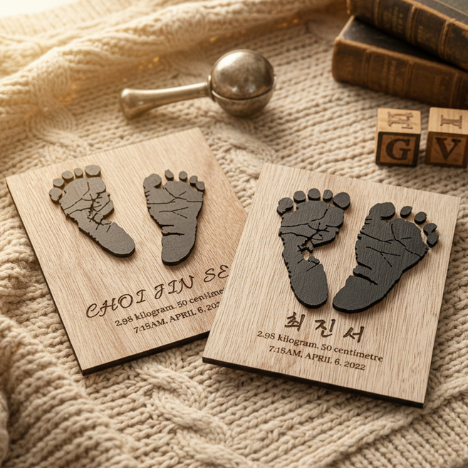 출산선물 발도장 돌선물 백일선물 발도장 첫 걸음마 액자, 안함, 기본포장(투명비닐)