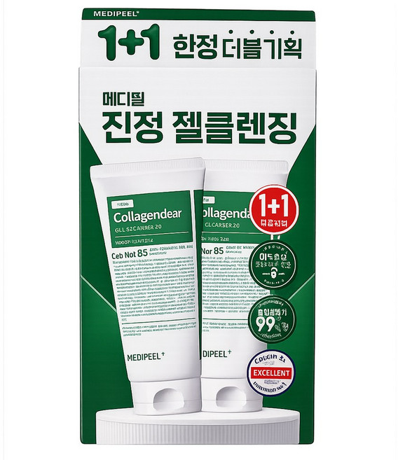 [1+1] 메디필 그린 시카 콜라겐 클리어 젤 클렌저 2.0 기획세트 180ml x 2개 저자극 진정클렌징, 180g