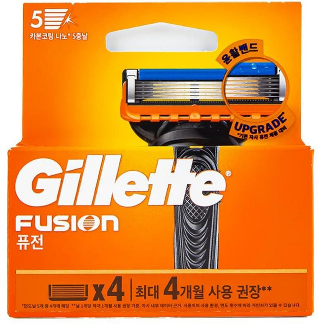 질레트 퓨전 5중날 면도날 4개, 4, 1