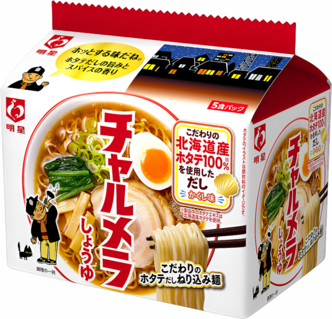 일본 묘조 챠루메라 쇼유라멘 간장맛 5매입 봉지라면 485g, 3