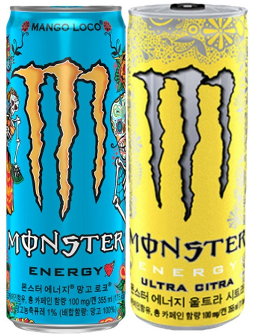 몬스터 에너지 355ml 시트라x12캔+망고 로코x12캔, 24개