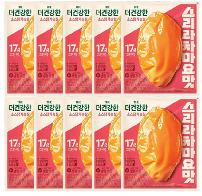 CJ더건강한 닭가슴살 스리라차마요 (냉동), 10개, 100g