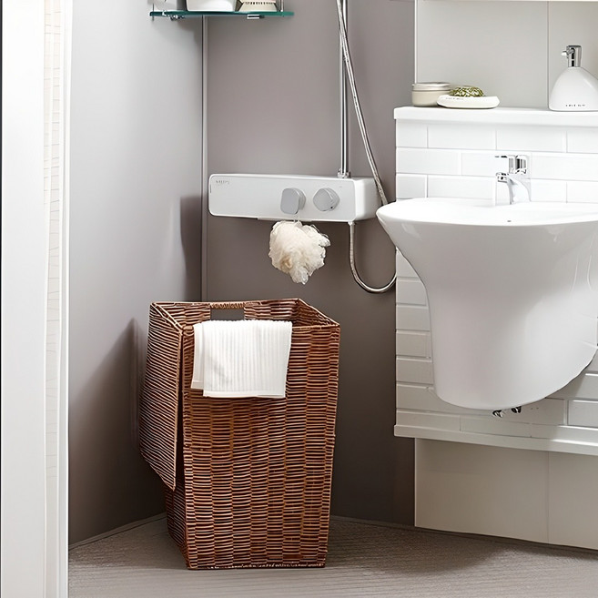 한샘 라탄 패턴 사각 빨래함 바구니 80L 브라운, 브라운 80L(A)